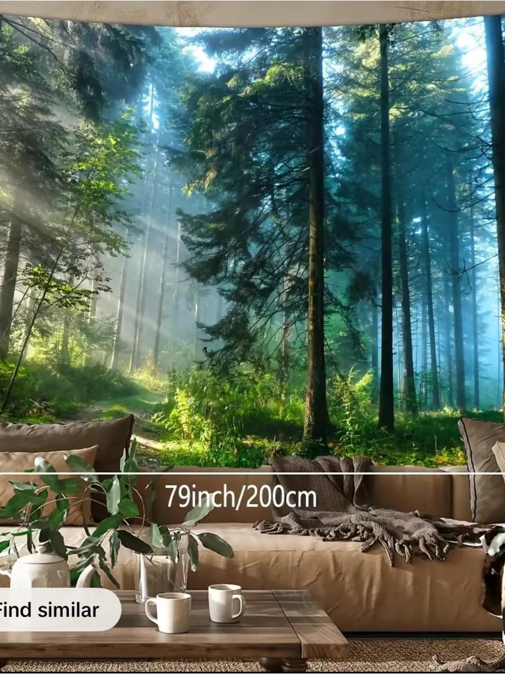 Large Forest Nature Wall Tapestry – 90” x 70” – Brand New